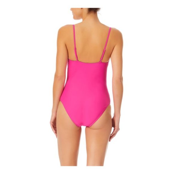 No Boundaries Juniors Barbiecore Solid Classic One Piece - Picture 4 of 4